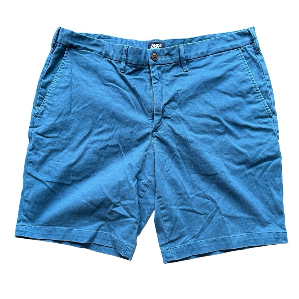 Lands' End Men's Size 38 Blue Chino Shorts Preppy Basic Cotton Traditional Fit
